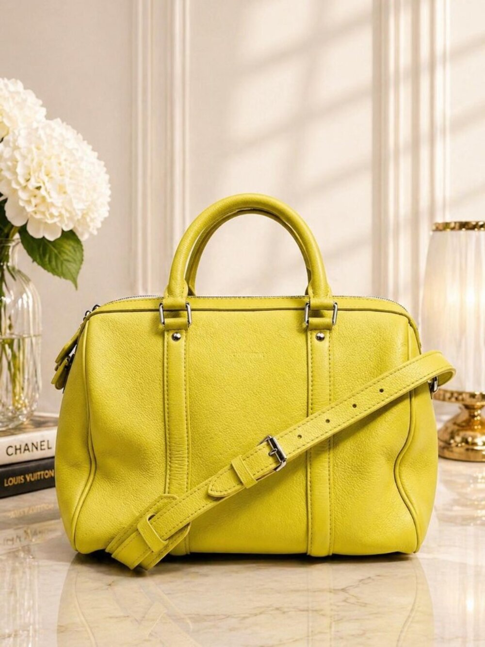 Authentic Louis Vuitton Sofia Coppola SC Bag PM Yellow Leather Satchel Crossbody